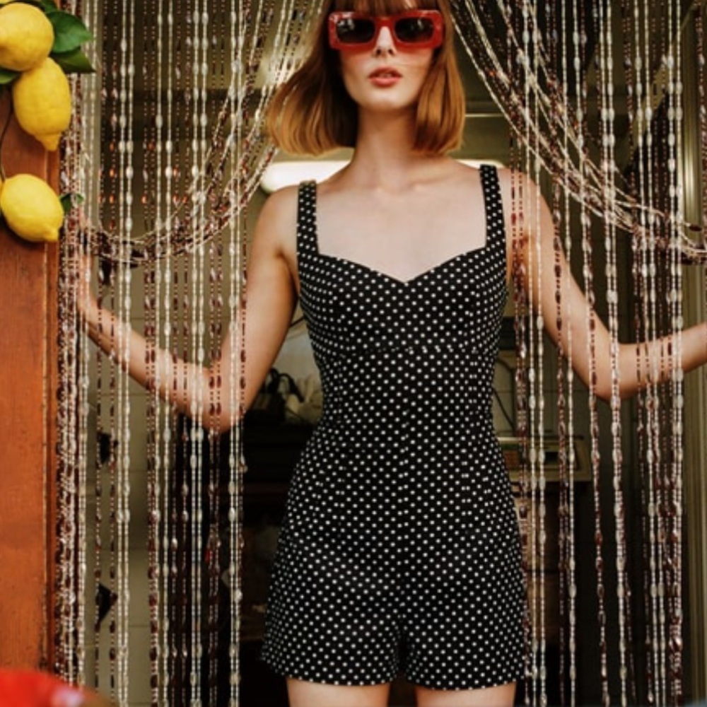 Zara Polka Dot Print Short Jumpsuit